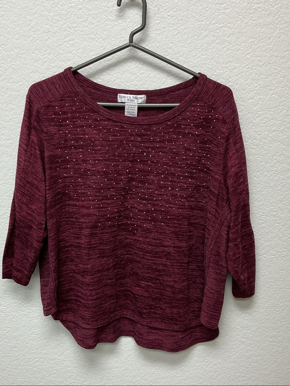Rebecca Malone Burgundy Knit Jewel-Studded
